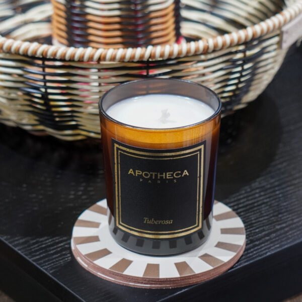 Bougie parfumée TUBEROSA en verre ambré et étui noir