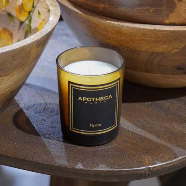 Bougie parfumée VIPERA (musc oriental) en verre ambré et étui noir