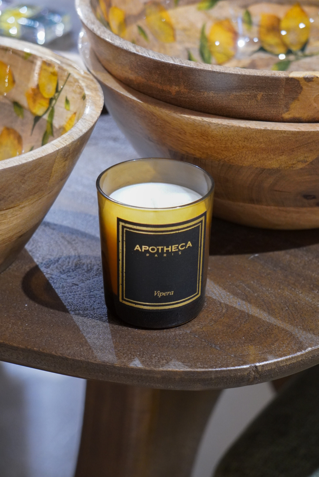 Bougie parfumée VIPERA (musc oriental) en verre ambré et étui noir